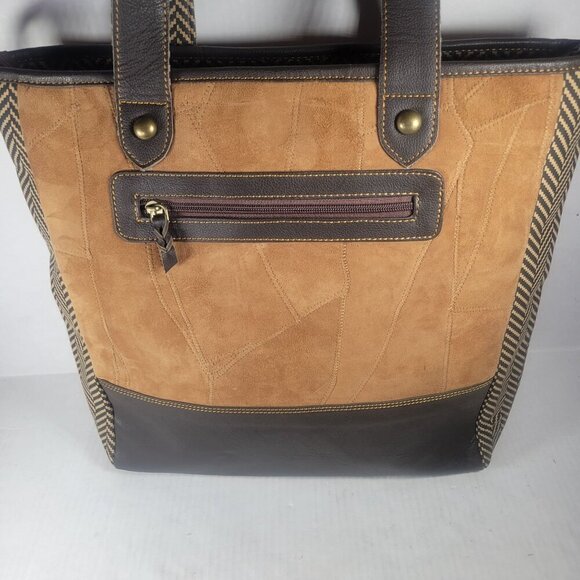 Vaan & Co. Women Milano Upcycled Genuine Leather Herringbone Tote - Picture 7 of 15